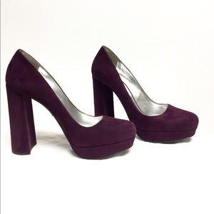COPY - Suede burgundy almond toe pump by Prada